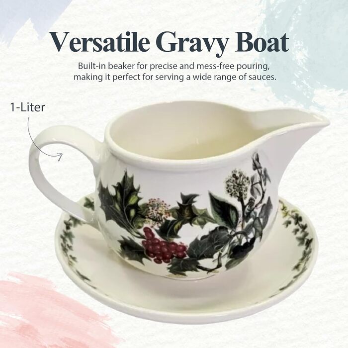Керамічна соусниця з підставкою Portmeirion Home & Gifts, багатокольорова, 17x18x11 см
