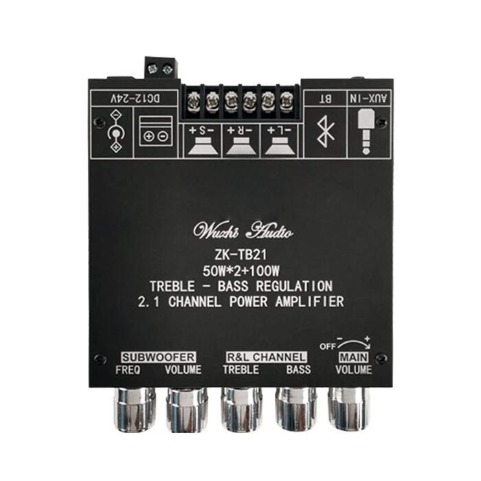 Підсилювач RUIZHI 2x50W+100W 2.1-канальний з Bluetooth, сабвуфер, плата з регулюванням басів і високих, TPA3116, DC 12-24V, для бездротових DIY-колонок
