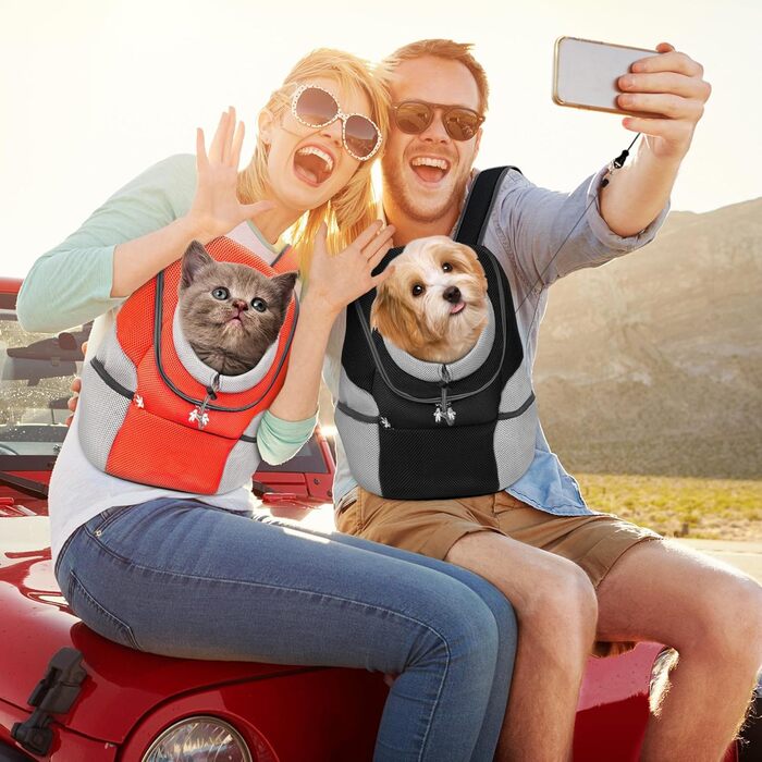 Рюкзак для собак та котів ALLSOPETS, переноска для маленьких тварин, рюкзак для велосипеда та мотоцикла, для піших прогулянок, кемпінгу та відпочинку на природі (чорний, M)