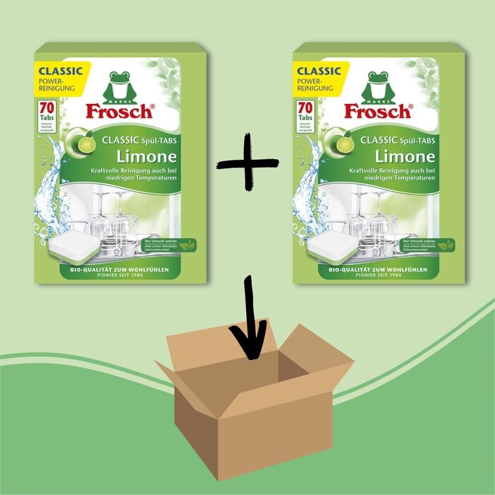 Таблетки для посудомийної машини FROSCH Classic Limone, лимон, 140 шт (подвійний набір)