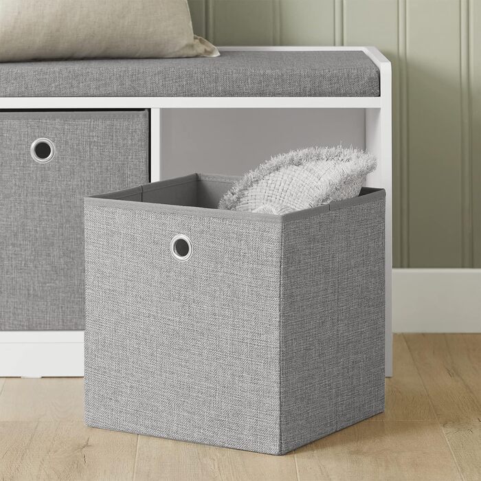SoBuy FSR65-DG Storage Ottoman Bench, Shoe Bench with Seating Area, Shoe Chest with 3 Gray Baskets, White, WxDxH approx.: 102x45x32cm, 3 Baskets White