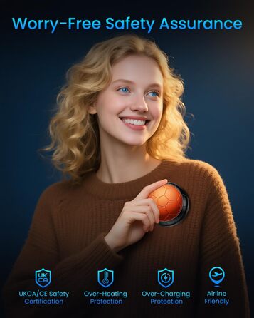 Електричні грілки для рук 2 шт. | Змінні, з 3 режимами нагріву та 20 годинами тепла, USB, для холодної погоди, Outdoor, Indoor (Помаранчевий)