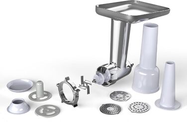 Кухонна машина Klarstein Chiara 1600W з чашею 5L з нержавіючої сталі, 12 швидкостей, LCD-дисплеєм, тиха робота ≤72 dB, набір для випічки, що підходить для миття в посудомийній машині, корпус з алюмінію, сірий колір