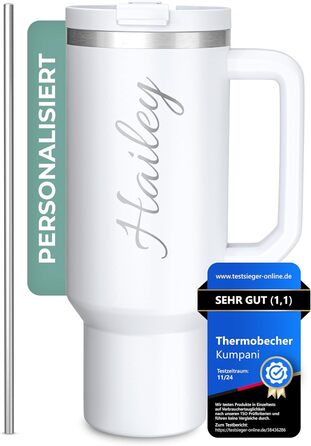 Personalized Insulated Tumbler - 40oz with Engraving - Custom Name or Logo, Leak-Proof, BPA-Free, with Lid & Straw