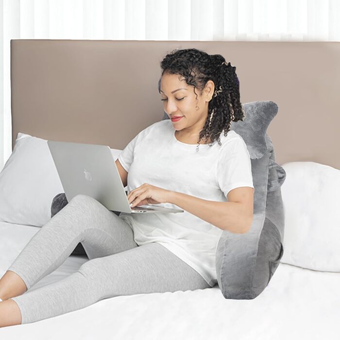 Крісло-мішок для читання та відпочинку на ліжку, сіре. Зручне крісло для дорослих, з підлокітниками, для читання, перегляду телевізора та ігор.