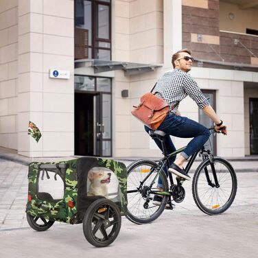 Фаркоп для собак на велосипед, велосипедний фаркоп для собак, з прапорцем та ременем, складаний та легкий у зберіганні в багажнику, кольори: червоний, пісочний, м'ятний, фіолетовий, військовий синій, військовий зелений