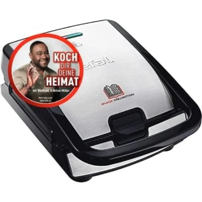 Tefal Snack Collection 4-Piece Set SW854D | Combination Appliance | Includes 4 non-stick plate sets | Dishwasher safe | Panini, waffles, sandwich, sweet pastries | 700W | Black/Stainless steel