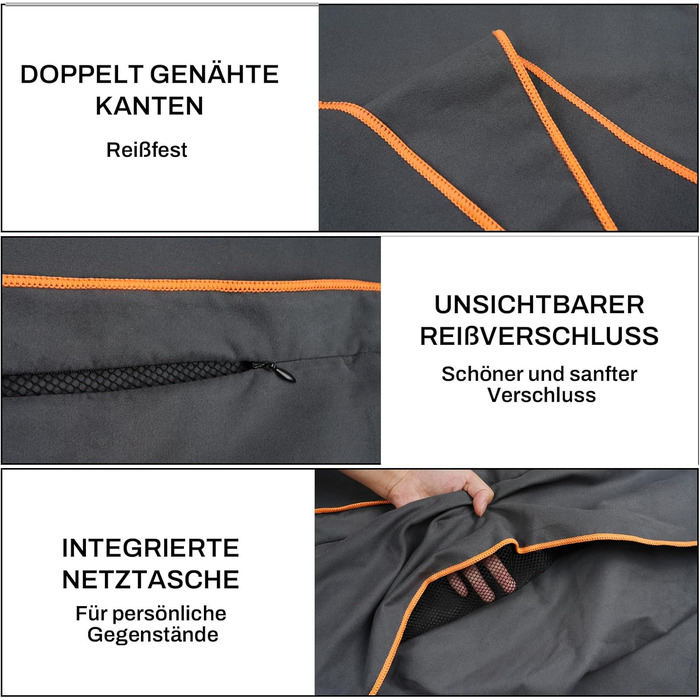 Рушник для фітнесу з кишенею, мікрофібра, 120x50 см, спортивний рушник для тренажерного залу, подорожей, спорту (Темно-синій)