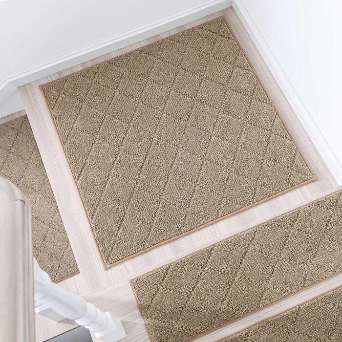 Ковзаючі килимки на сходи COSY HOMEER, 15 шт., 70 x 22 см, антиковзаючі, самоклеючі, машинне прання, 100% поліестер, TPE-підкладка, для дітей, літніх людей та домашніх тварин, сірий та білий