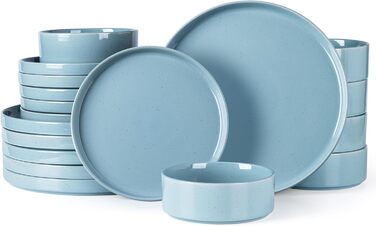 Набір посуду GBHOME для 4 осіб, 12-piece, з емальованим дном, стійкий до подряпин та сколів, підходить для миття в посудомийній машині та використання в мікрохвильовій печі (Кам'яноблакитний, набір з 6)