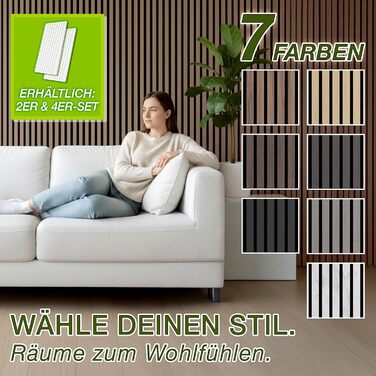 Акустичні панелі TRESKO з дерева 120×60x2,1 см, 3D ламельна стіна для шумоізоляції з вішалками для одягу, дуб натуральний (4 шт.)