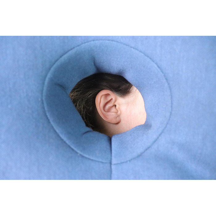 KMINA - Pillow with Ear Hole, Piercing Ear Pillow, Donut for Ear Piercing Reusable, Sleeping, Chondrodermatitis Blue - Made in Europe