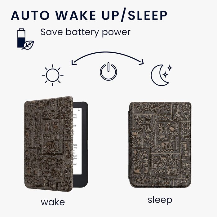 Чохол-книжка kwmobile для Kobo Clara 2E / Tolino Shine 4 - з єгипетськими ієрогліфами, золотий/чорний