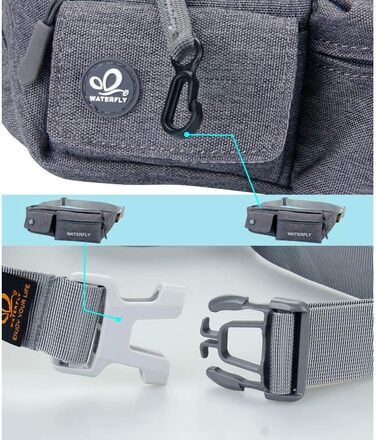 WATERFLY Поясна сумка на пояс для жінок та чоловіків: стильна сумка через плече для спорту, бігу, прогулянок з собакою, подорожей. Темно-сіра