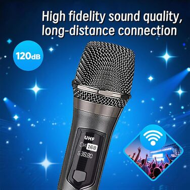 Бездротовий мікрофон, ручний, металевий, для караоке, вечірок, DJ, мовлення, 60 м, HDMIC-02 (68)