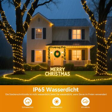 Льо́нточна гірлянда AIMENGTE 30м, 300 LED, тепле біле світло, 8 режимів, IP44, для прикраси саду, балкону, ялинки, вечірки