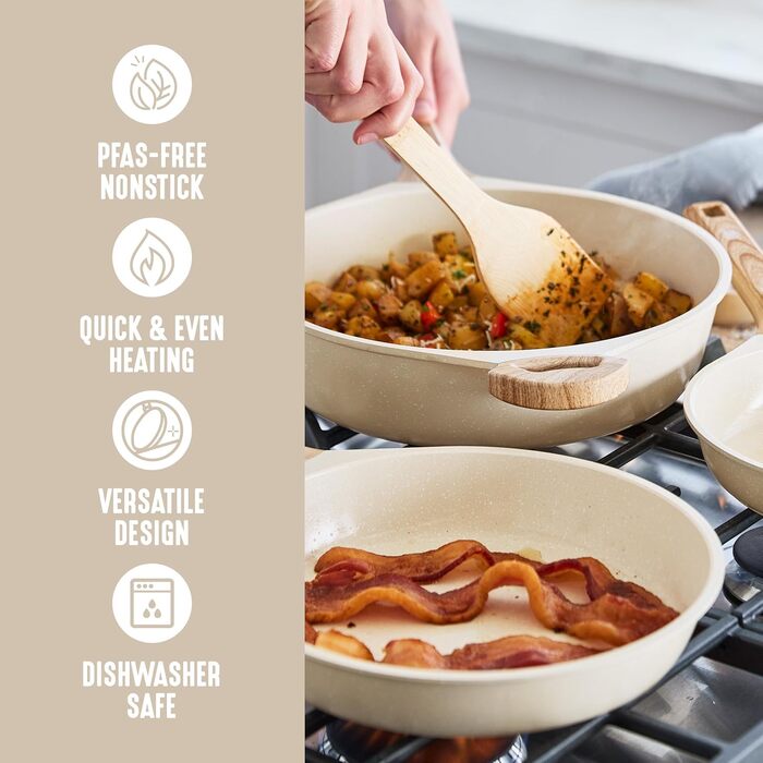 Набір посуду з керамічним покриттям 8 предметів, індукційний, без ПТФУ, безпечний, для кухні