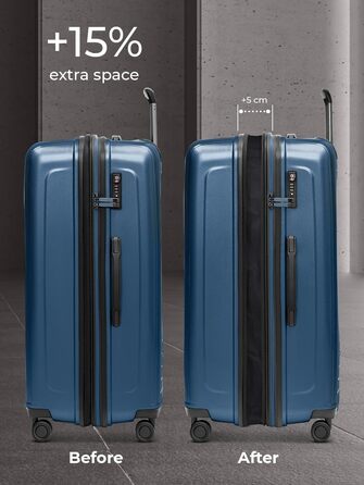 REDOLZ Trolley L+ (77 см) розширюваний | 52 x 34 x 77 см | 123-140 літрів | 4,4 кг | Dark Blue Metallic