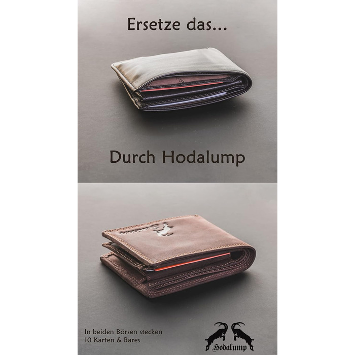 Hodalump Genuine Leather Wallet • Wallet for Women and Men with RFID Protection • Cardholder with Coin Pocket