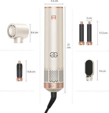 Набір для укладки волосся Golden Goods 5-в-1: фен-щітка, плойка, стайлер, 1000W
