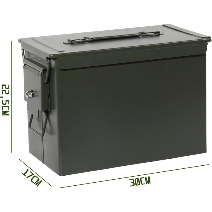 Ammunition Box, US Ammo Box, Cartridge Box, Storage Box for Lithium Batteries, Ammunition (Lockable - 28cm) (Lockable - 30cm)