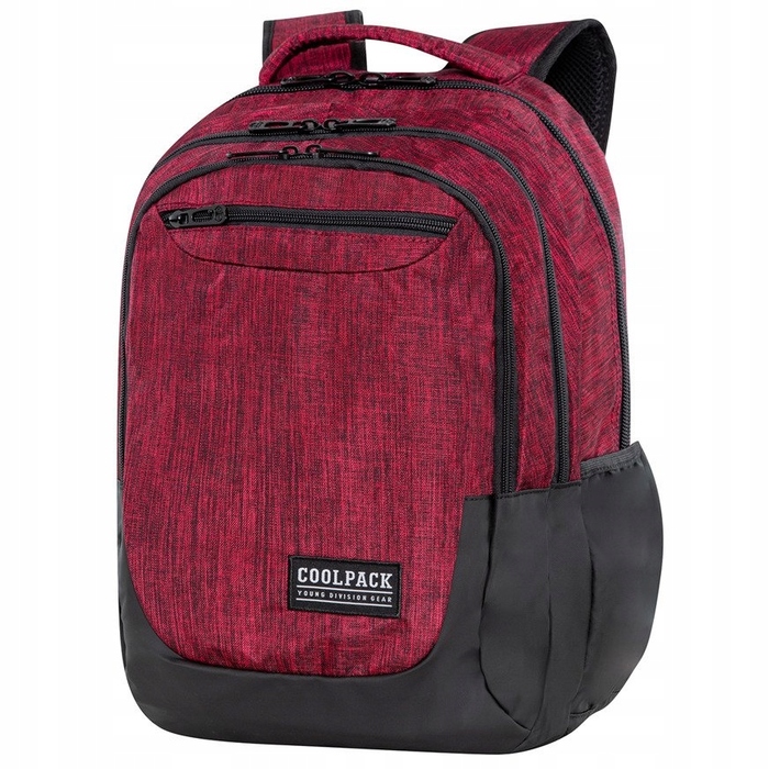 Багатовідсіковий шкільний рюкзак CoolPack, чорний з червоним, 27 л