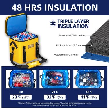 Thurso SURF Soft Cooler 24 Can - М'який Термосумка для Пікніків та Подорожей, 48 годин зберігання холоду, Водонепроникний, для Каякінгу та Паддлбордингу (Апельсин)