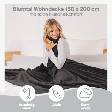 М'яка ковдра Blumtal Kuscheldecke: флісова ковдра 150x200 см, сертифікат Oeko-TEX, для дому та відпочинку, колір антрацит