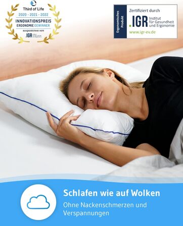 Pillow 80x80 inSPIRO 2-Piece Set, Orthopedic Sleep Pillow from the 2022 Innovation Award Winner, 80 x 80 cm pillow for Side Sleepers, Back Sleepers, Stomach Sleepers, Neck Support Pillow for Allergy Sufferers 80 x 80 - 2-Piece Set