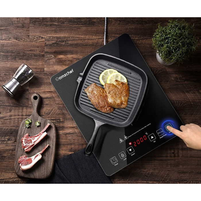 Портативна індукційна плита Amzchef SK-20CB16T 2000Вт, чорна