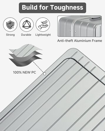 Чемодан-валіза Sea Choice Handgepäck з відділенням для ноутбука 15.6', з PC корпусом, USB-портом, TSA замком та коліщатками 360° (Срібний)