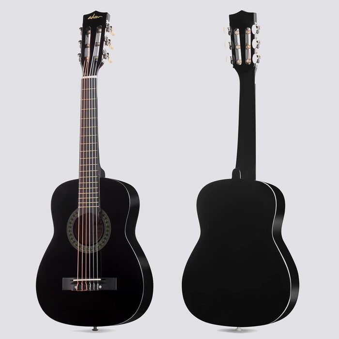 Дитяча гітара ADM 1/4 Junior-Konzertgitarre для початківців: з тюнером, чохлом, ремінком, запасними струнами та медіатором, чорна
