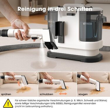 Водопилосос 450W для миття та чищення килимів, меблів та авто. Потужність 13500Pa, великий бак, довгий кабель. Білий.