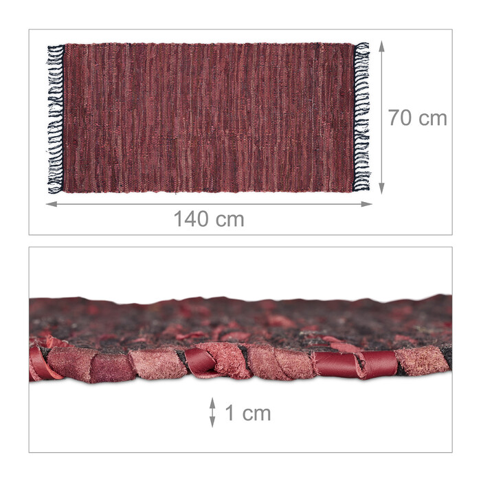Relaxdays Leather & Cotton Patchwork Rug