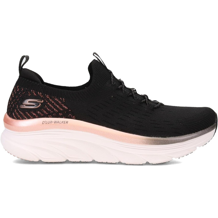 Кросівки Skechers D'lux Walker Let It Glow жіночі, чорні з рожево-золотою окантовкою, 39 EU