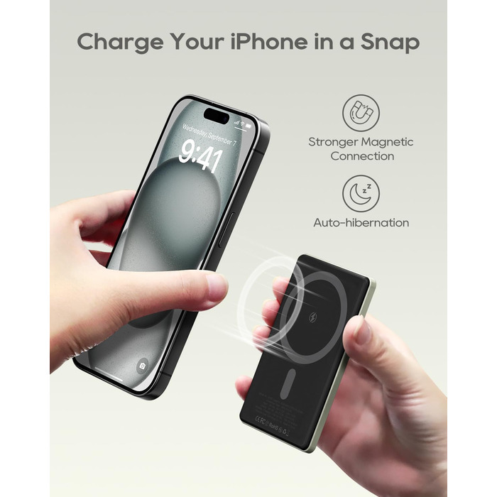 Power Bank Magsafe 5000mAh, 8мм, Gray (5000mAh-Titan) - Швидка зарядка USB-C, Бездротова зарядка