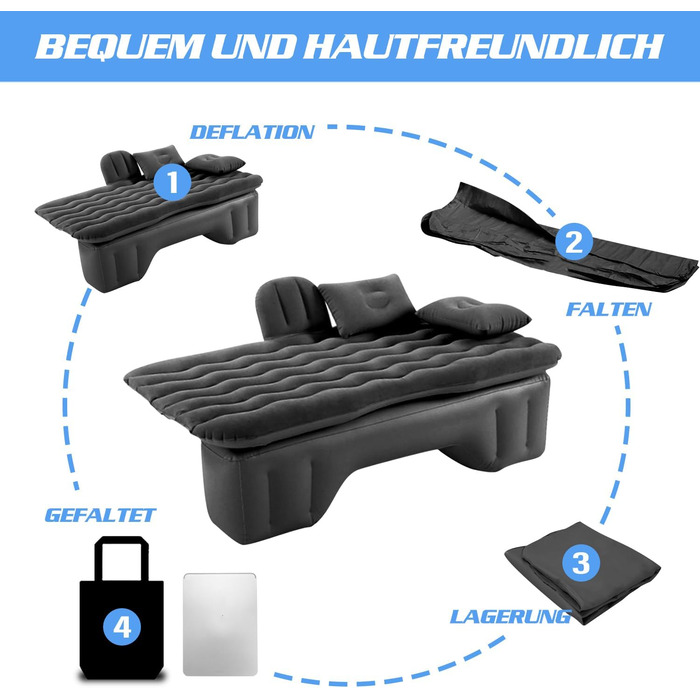 Надувна матрац для авто Ergocar з насосом: для кемпінгу, подорожей, пляжу