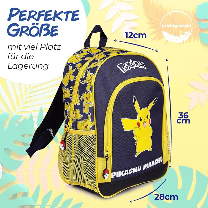 Дитячий рюкзак Pokémon Pikachu: для хлопчиків та дівчаток, 8-18 років, ідеальний для школи та як подарунок, блакитний