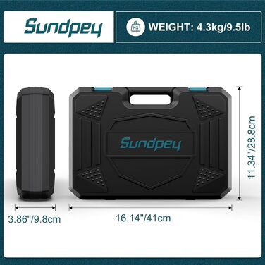 Набір інструментів Sundpey 206 шт. з акумуляторною дрилю, 12V, для ремонту та DIY, блакитний