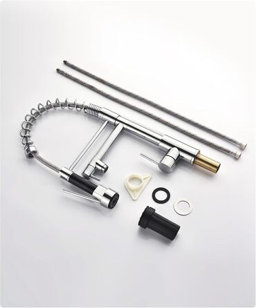 Кухонний змішувач з витяжною лійкою, 360° обертання, 2 режими, нержавіюча сталь, преміум-якість