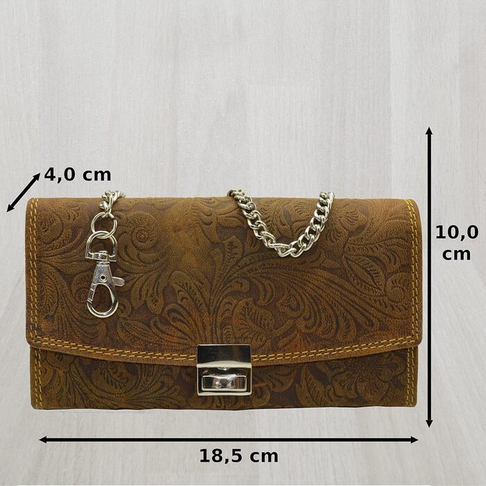 Flevado Genuine Leather Server Wallet for Women with Pattern (Light Brown)