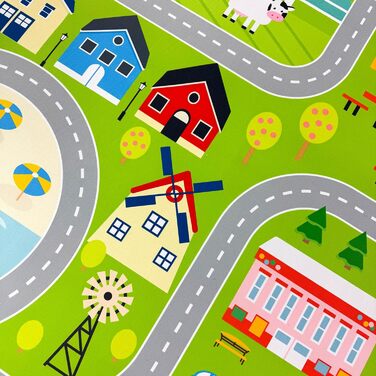 Дитячий килим Teppich-Traum з міською панорамою, сірий, 80x150 см (прямокутний, зелений)