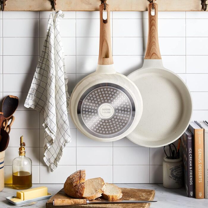 Набір сковорідок з антипригарним покриттям RIOVARM з кришками для індукційних плит. Набір посуду з гранітним покриттям, без PFOA, сковорода для омлетів 20/24/28 см