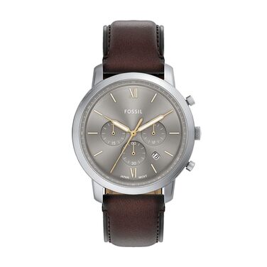 Годинник чоловічий Fossil Neutra Chronograph, кварцовий, шкіряний ремінець (коричневий/срібний)