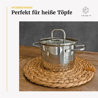 FRIHET® Table Placemats Oslo Set Round Water Hyacinth Natural - (6, 33cm)