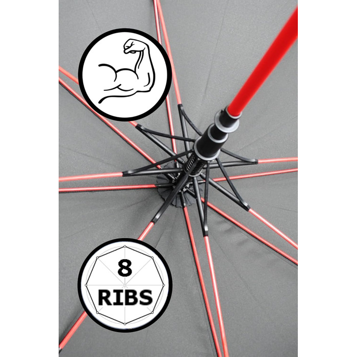 COLLAR AND CUFFS London XL Windproof Golf Umbrella - 154cm Fiberglass Frame - Automatic Open/Close - Red & Black