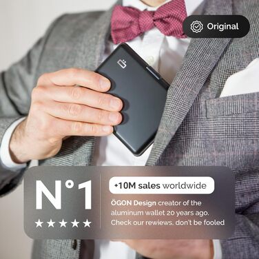 Чоловічий гаманець ÖGON -DESIGNS Smart Case Big Stockholm з алюмінію, велика місткість, RFID-захист, чорний