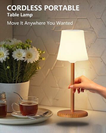 Настільна лампа бездротова LED 2 шт, акумуляторна, з регулюванням кольору та яскравості, сенсорне управління, водонепроникна IP54 для спальні, вітальні, балкону
