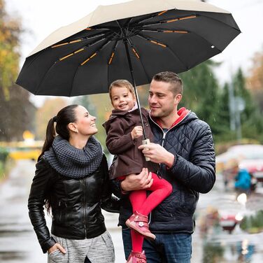 Складаний туристичний парасолька, вітростійка, автоматичне відкриття/закриття, 24 посилені ребра з фібергласу, захист від УФ-променів, легка та портативна, для дощу та сонячної погоди, білий колір