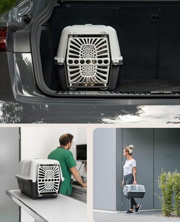 Транспортний бокс для собак Lionto, 55x36x36 см, з ручкою, для собак та котів, до 15 кг, блакитний